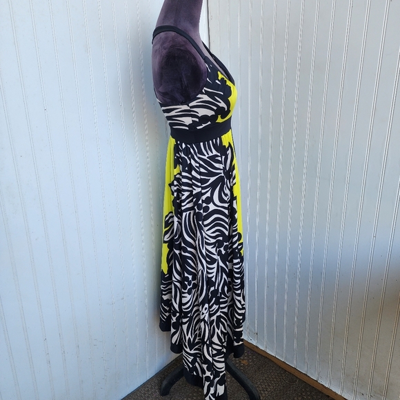 Inc International Concepts Women's Asymmetrical Hem Black Yellow Maxi Dress XS - Picture 6 of 13